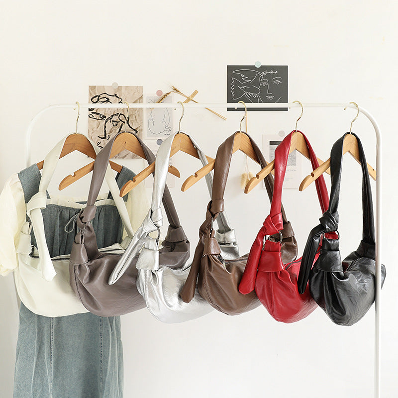 Style Retro Soft Leather Dumpling Croissant Bags