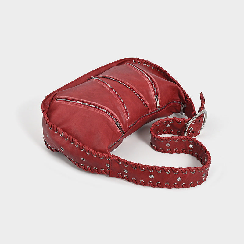 Women's Red Underarm Niche Design Large Capacity Armpit Bags