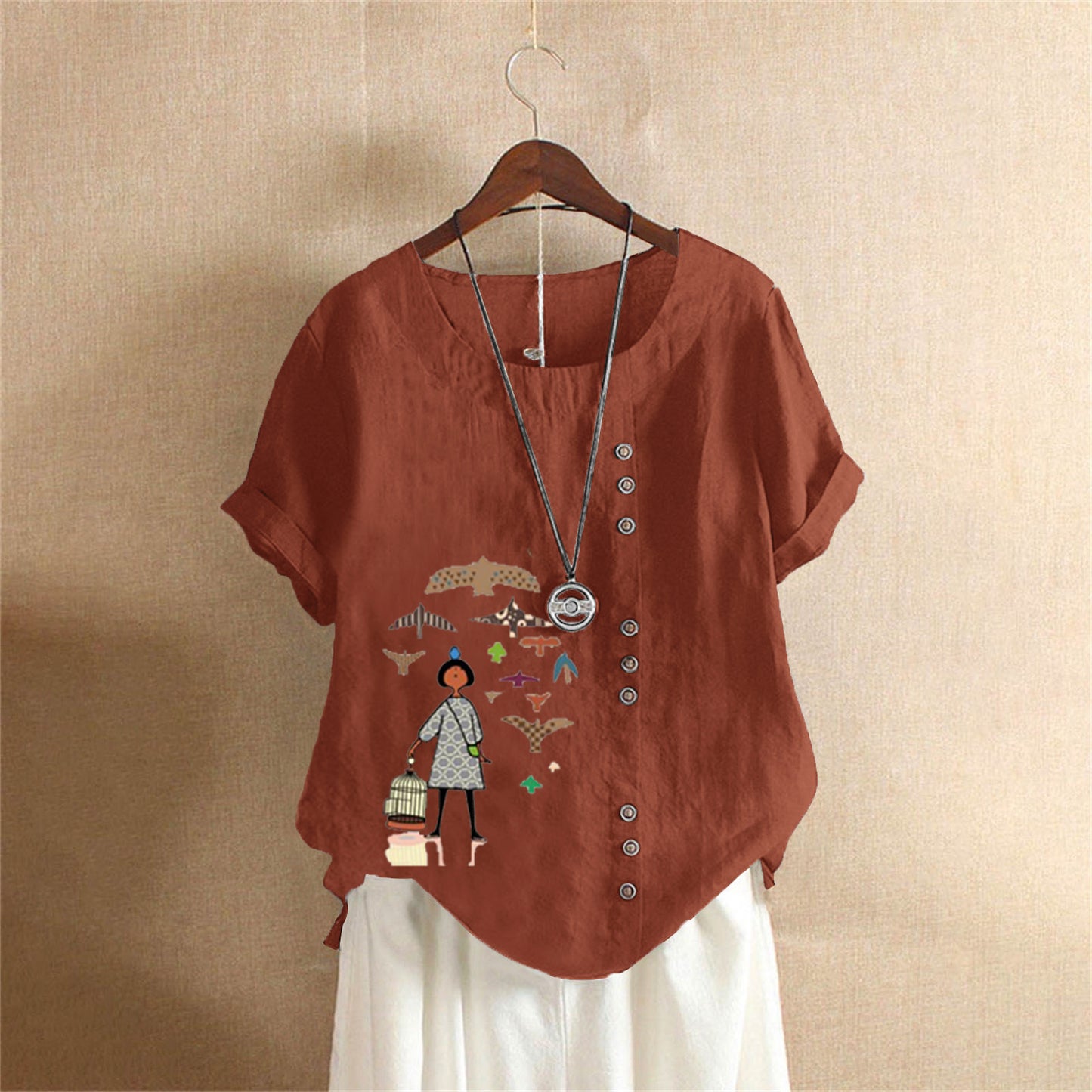 Women's Retro Large Casual Loose Cotton Linen Shorts