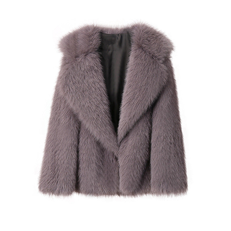 Women's Lapel Leather Fur Faux Loose Korean Coats