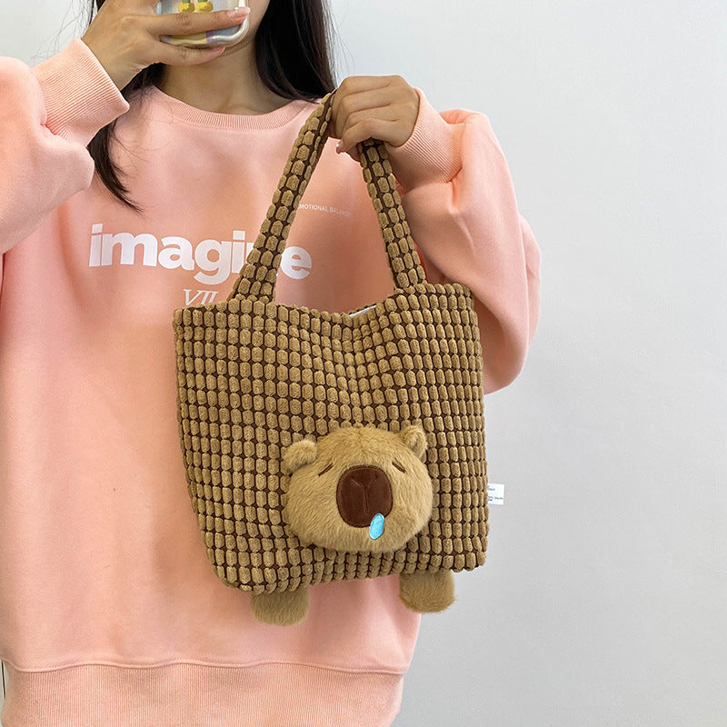 Hand Creative Cute Capybara Doll Storage Handbags