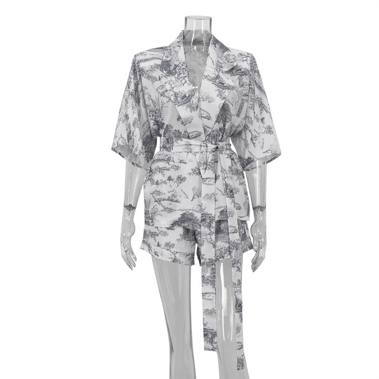 Women's Fashion Wear National Style Printing Half Sleeve Polo Suits