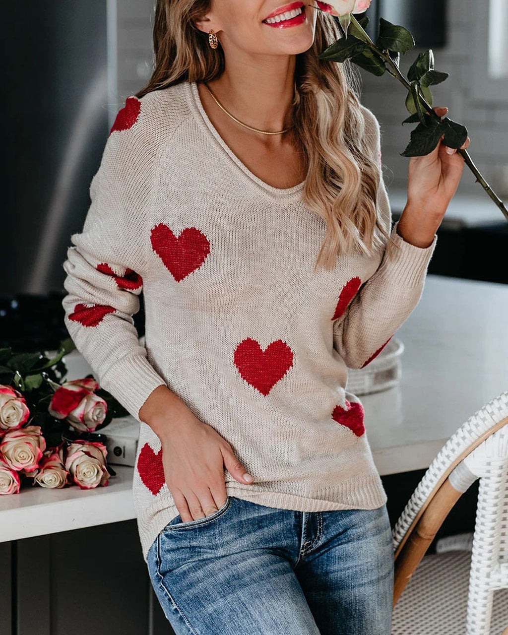 Women's Stylish Valentine's Day Long Sleeve Sweaters