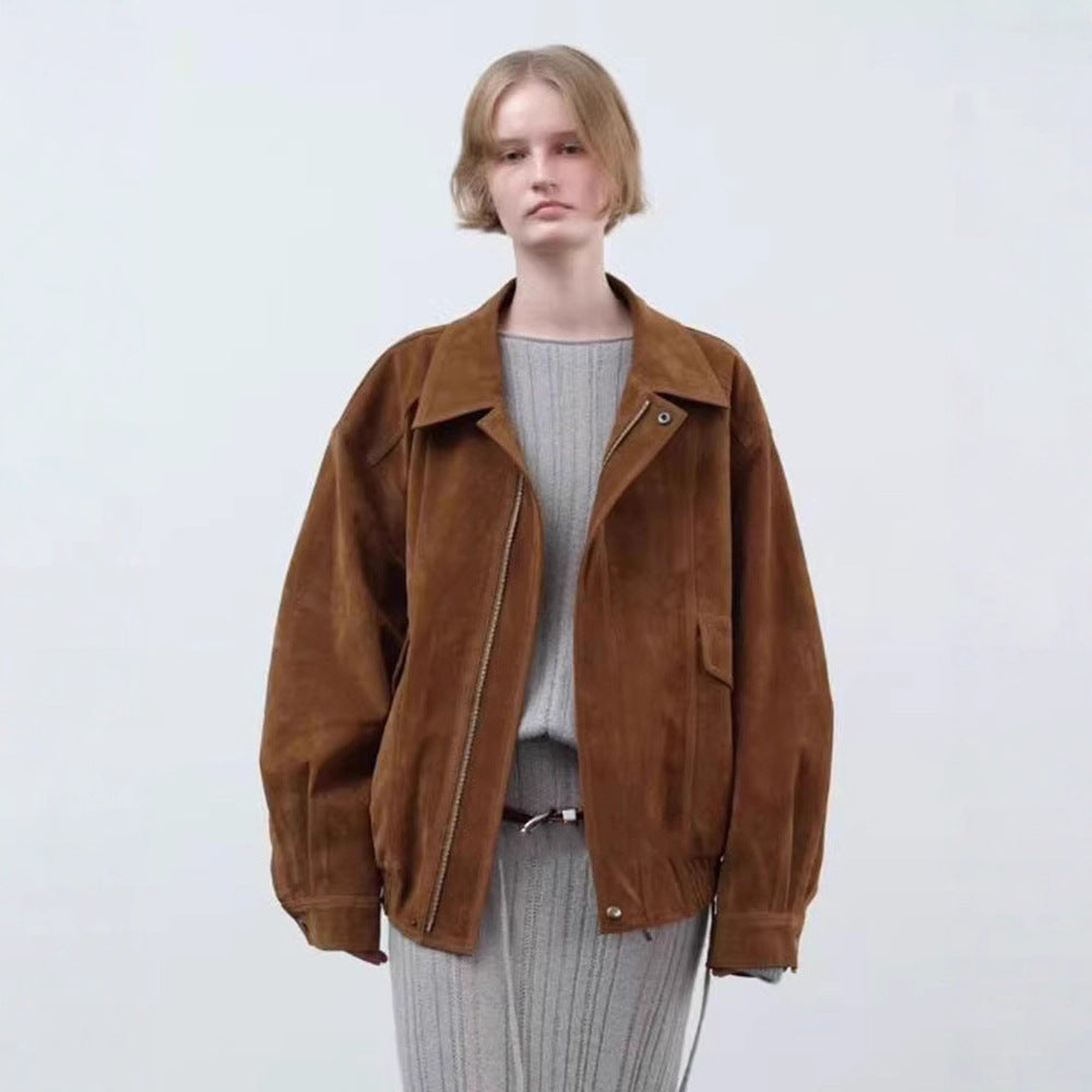 Women's Polo Collar Leather Early Autumn Commuter Jackets