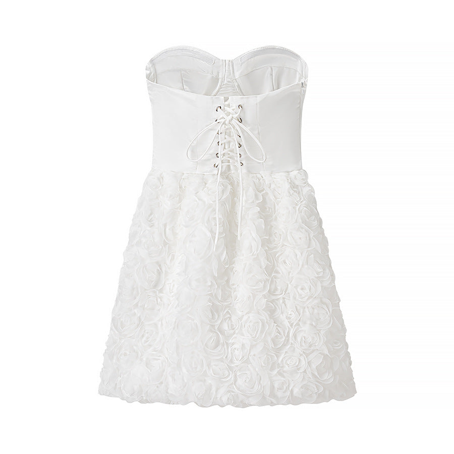 Women's Early Spring Flower Three-dimensional Decoration Tube Dresses