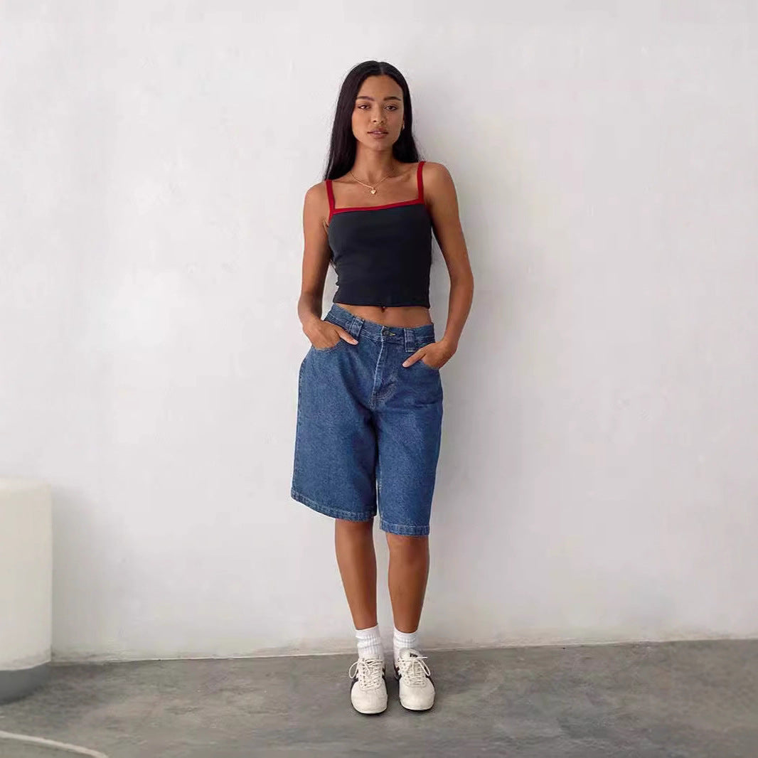 Women's Denim No Bomb Fitted Figure Flattering Shorts