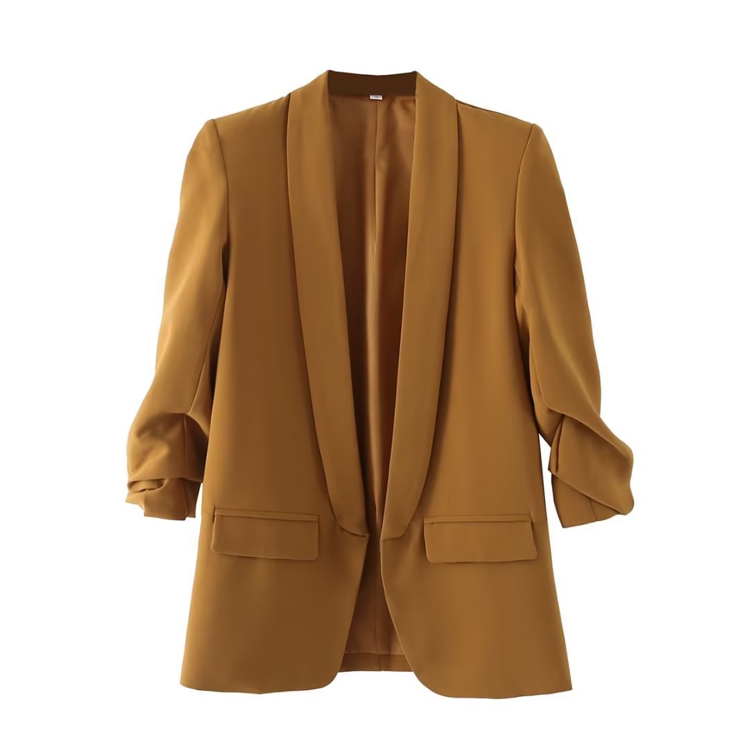 Women's Long Sleeve Solid Color Polo Collar Temperament Small Suit