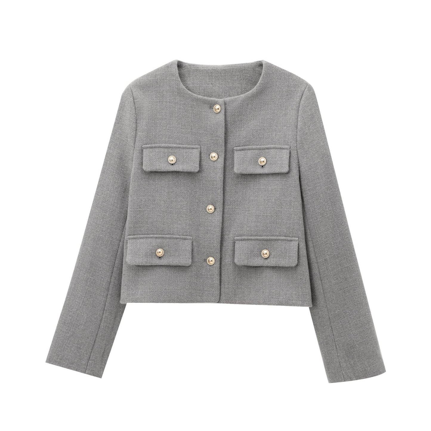 Women's Round Neck Temperament Leisure Classic Style Coats