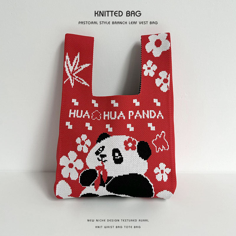 Female Cute Panda Cartoon Mobile Storage Handbags