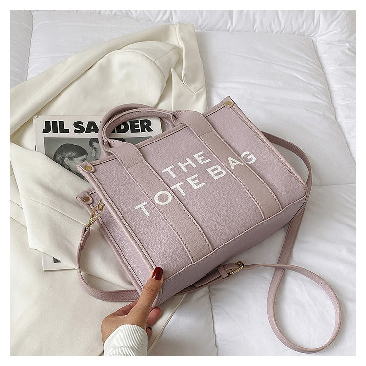 Women's Trendy Solid Color Letter Large Capacity Shoulder Bags