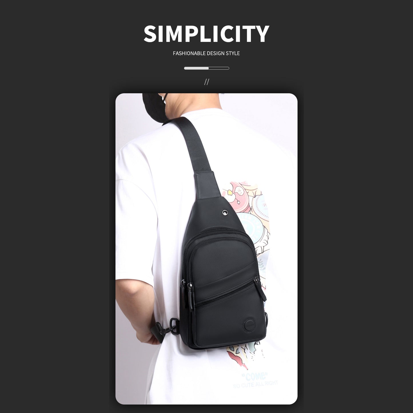 Men's Waterproof Nylon Simple Fashion Large Capacity Men's Chest Bags