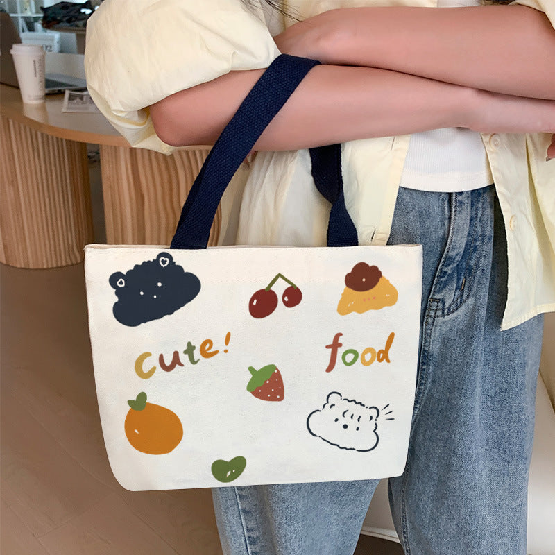 Women's Cute Cartoon Canvas Tutorial Lunch Size Handbags