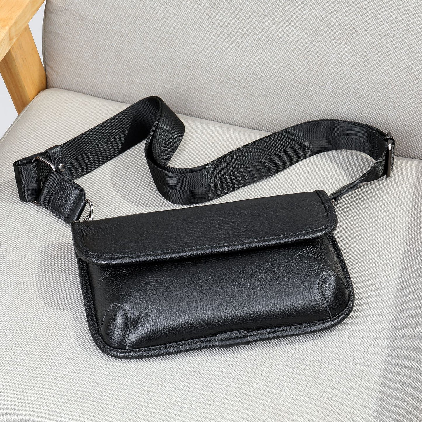 Men's Trendy Stylish Mobile Motorcycle Crazy Horse Men's Shoulder Bags