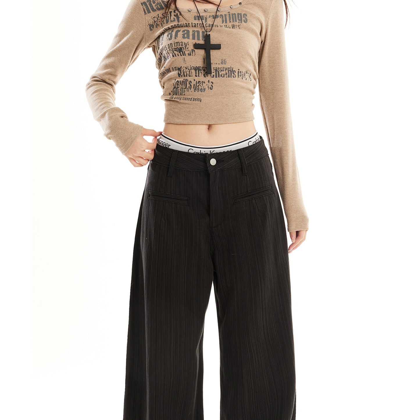 Women's American Dark Gray Early High Waist Loose Women's Jeans