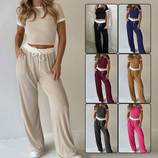 Women's Short-sleeved Commuter Sportswear Two-piece Home Wear Pants