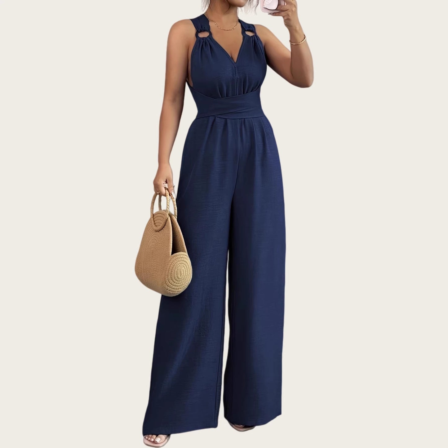Women's Fashion Sexy Backless Cross Belt Wide Women's Jumpsuit/clothing