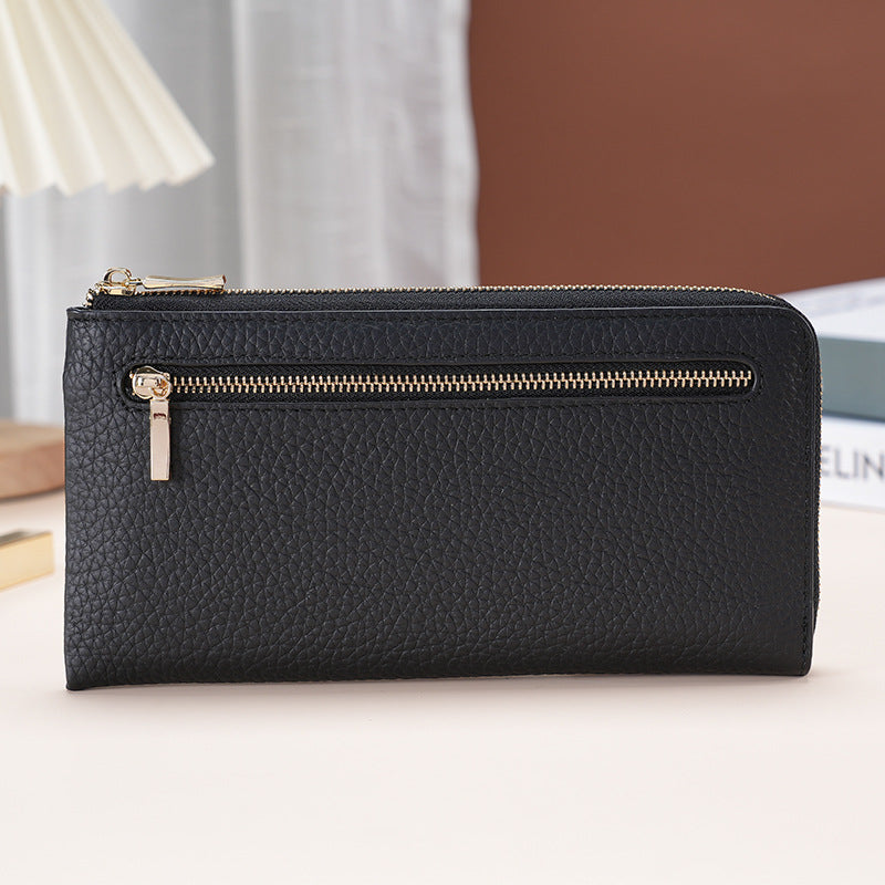 Women's Genuine Leather Long Swiping Cowhide Multiple Purses