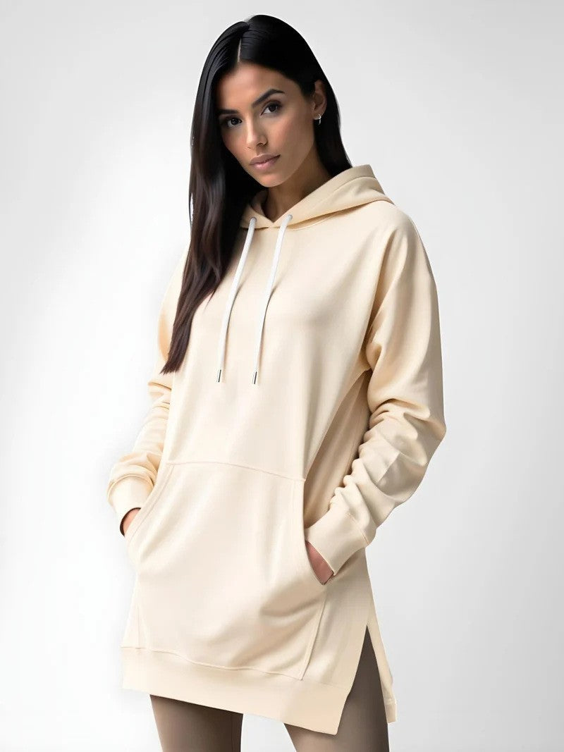 Women's Spring Solid Color Casual Hooded Rope Women's Sweater, Sweater
