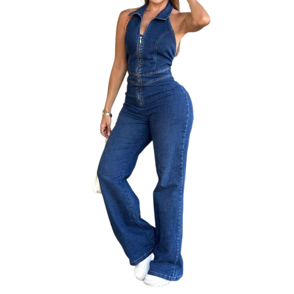 Women's Slim Sleeveless Fashion Street Retro Style Jumpsuits