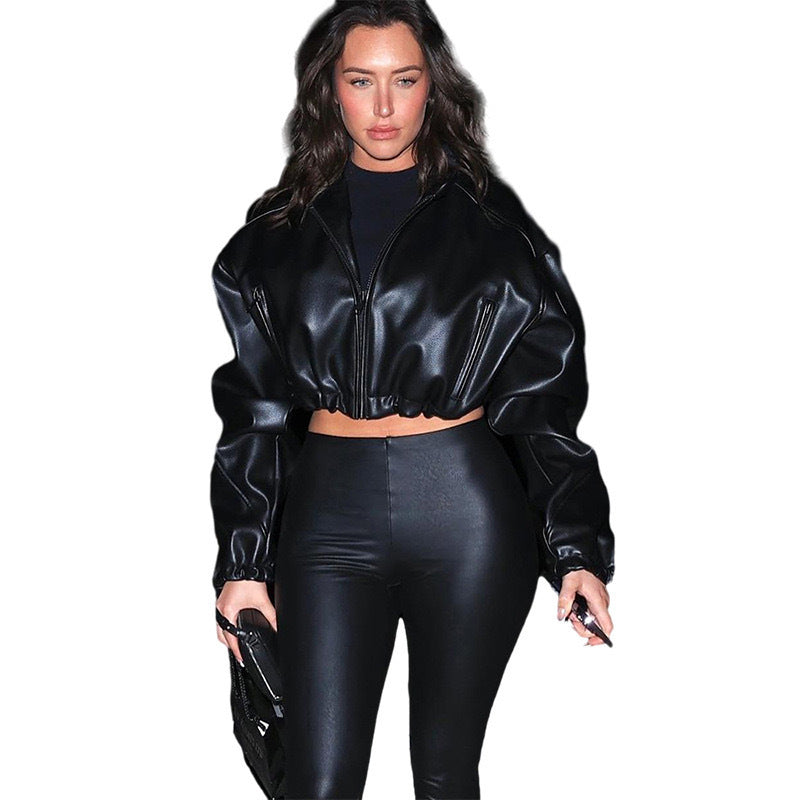 Women's Sleeve Zipper Bare Midriff Slim Fit Jackets