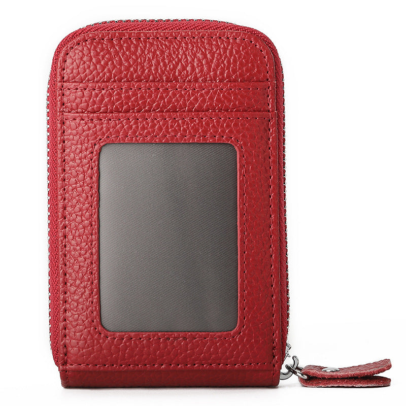 Fashion Solid Color Lychee Pattern Male Card Holder