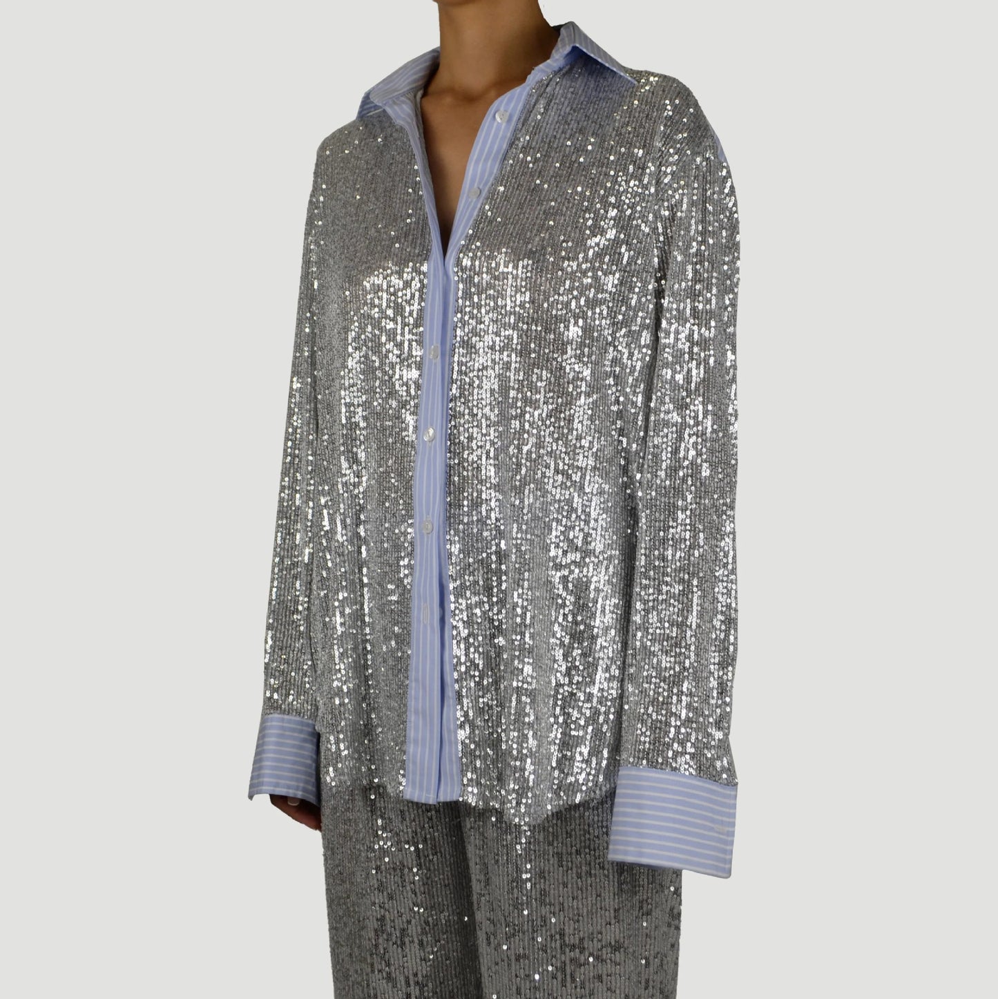Pretty Loose Sequin Wide Leg Two-piece Fashion Casual Suit