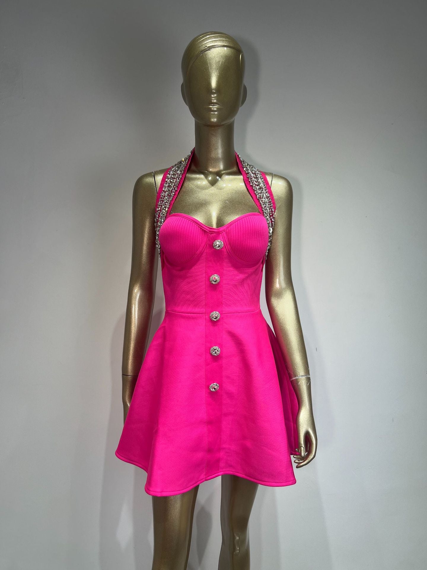 Women's Dress Slim Waist Beaded Backless A- Dresses
