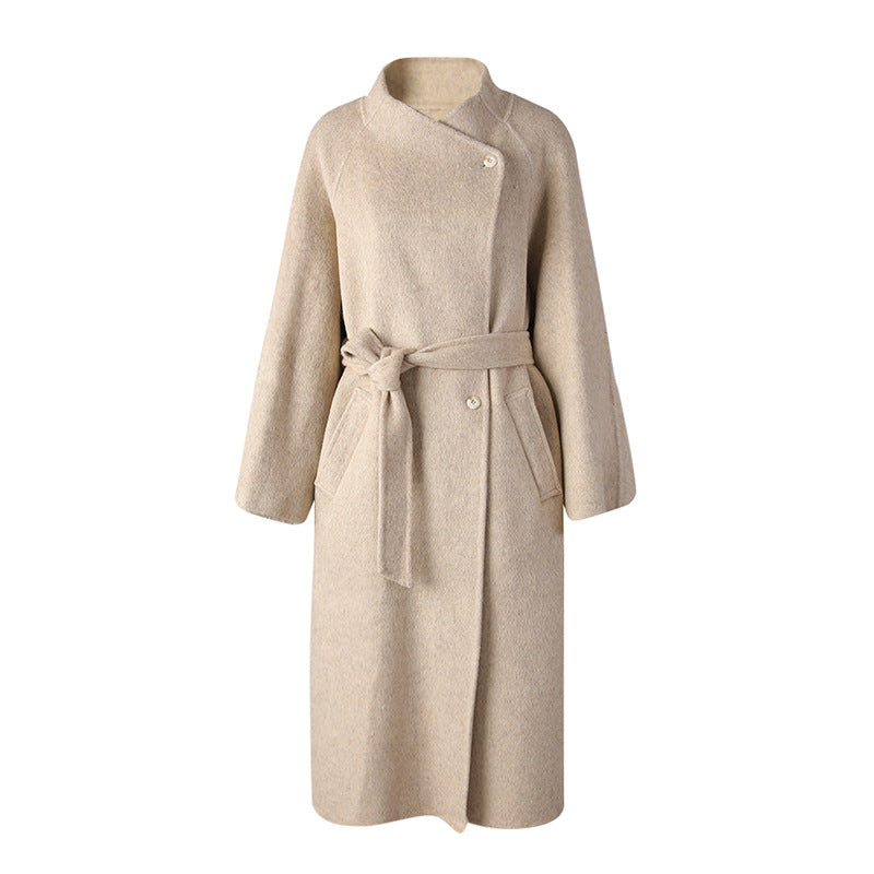 Women's Style Elegant Buckle Collar Wool Overcoat Coats