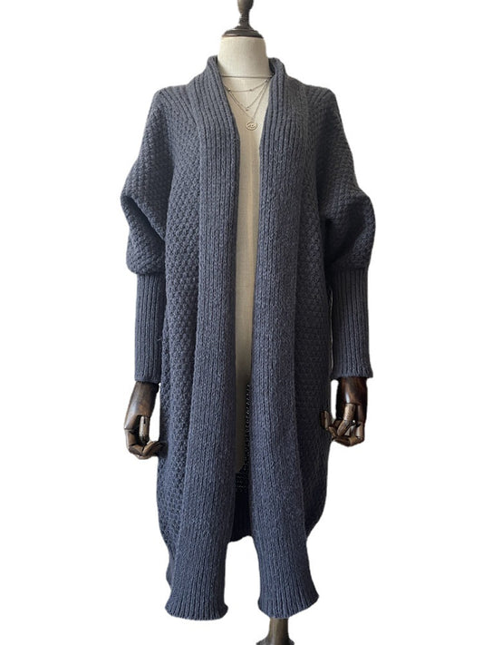 Classy Loose Large Mid-length Irregular Lapel Knitwear