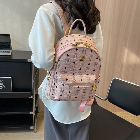Women's Cute Bear Printed Fashionable Commuter Large Backpacks