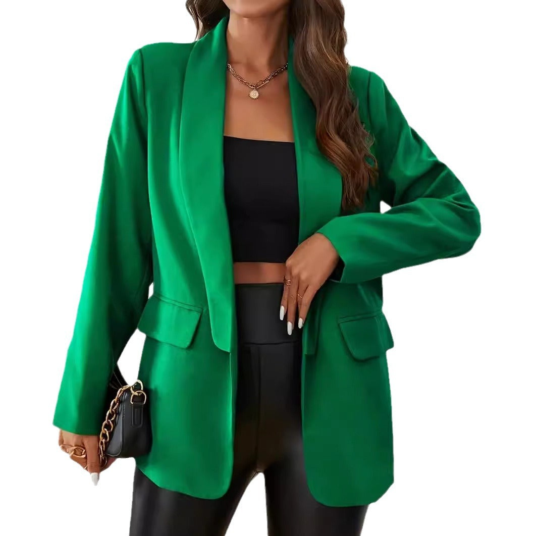 Women's Solid Color Polo Collar Small Temperament Blazers
