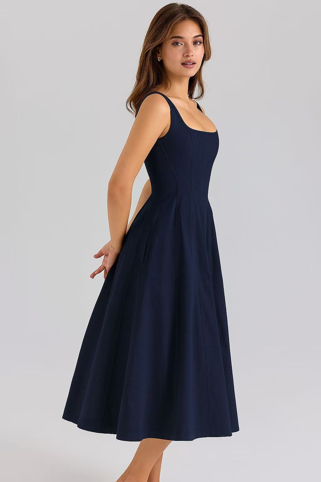 Tied Slim Fit High Waist Midi Dress Dresses