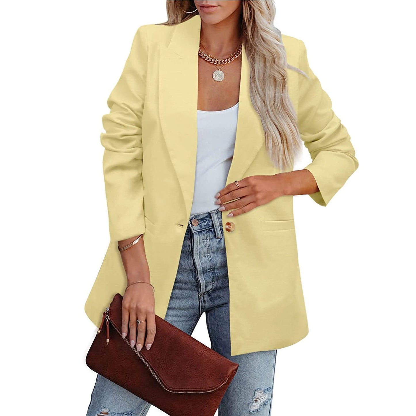 Women's Color Casual Long Sleeves Temperament Professional Suits
