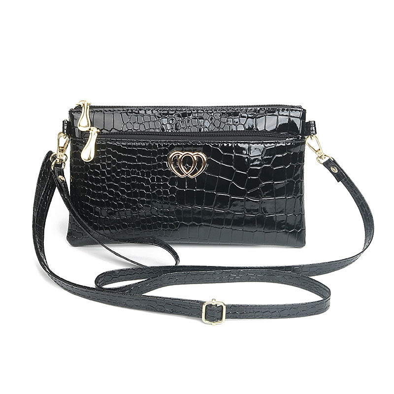 Women's Fashion Shiny Surface Patent Leather Crocodile Crossbody Bags