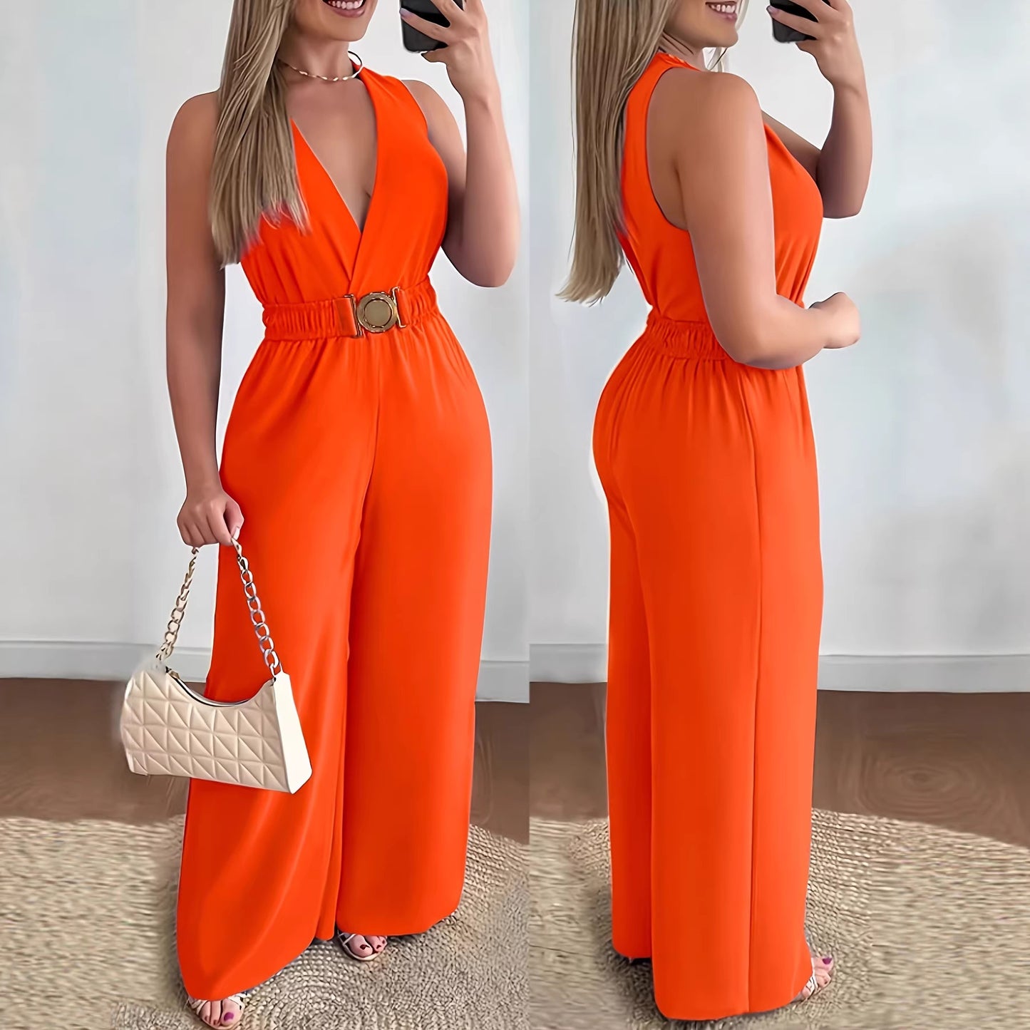 Sleeveless Sexy Wide Leg Slimming Fashion Jumpsuits