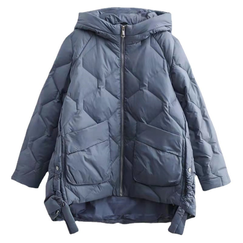 Women's Casual With Big Pockets White Duck Jackets