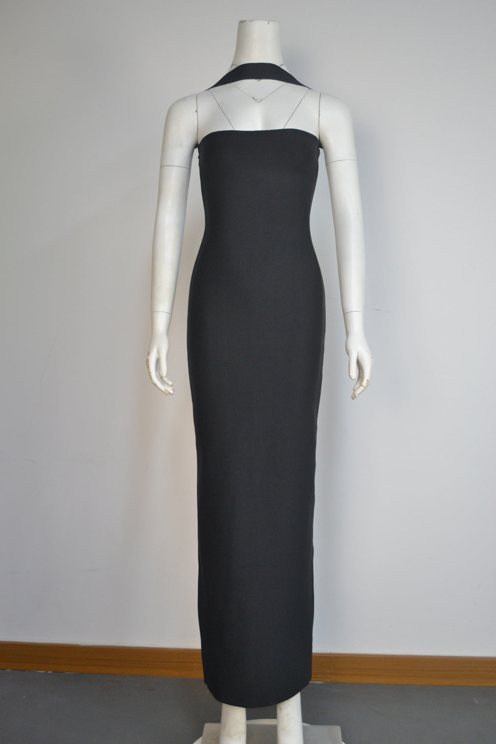 Women's Wear Halter Elastic Bandage Long Elegant Slim Fit Backless Solid Skirts