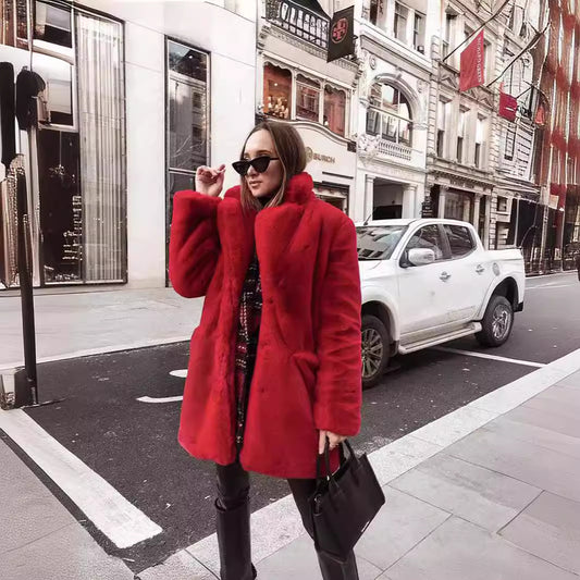 Colorful Fur Plush Warm Temperament Leisure Baggy Winter Padded Coats