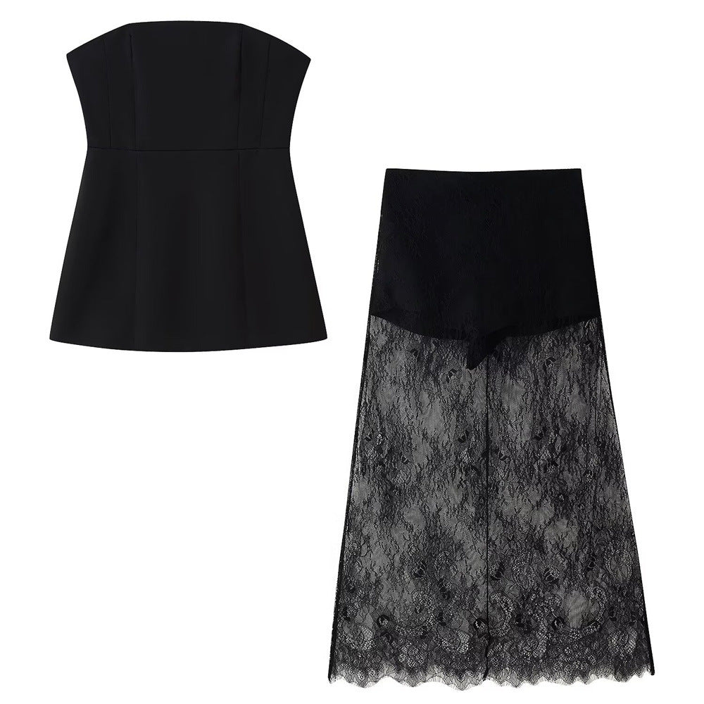 Women's Summer Elegant Sexy Waist Tube Lace Suits