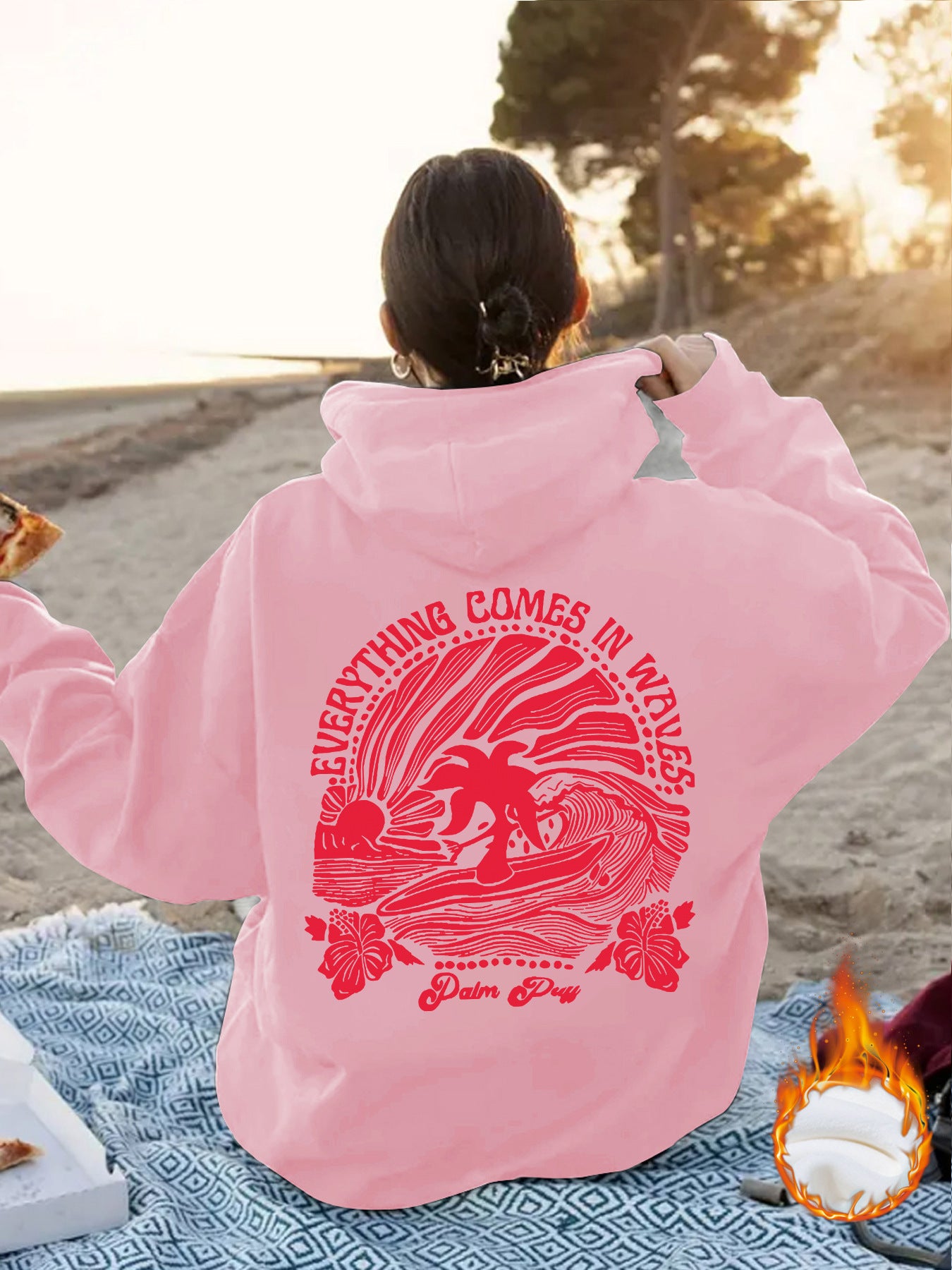 Women's Sun Pattern Printed Hoodie Long Sleeve Women's Sweater, Sweater