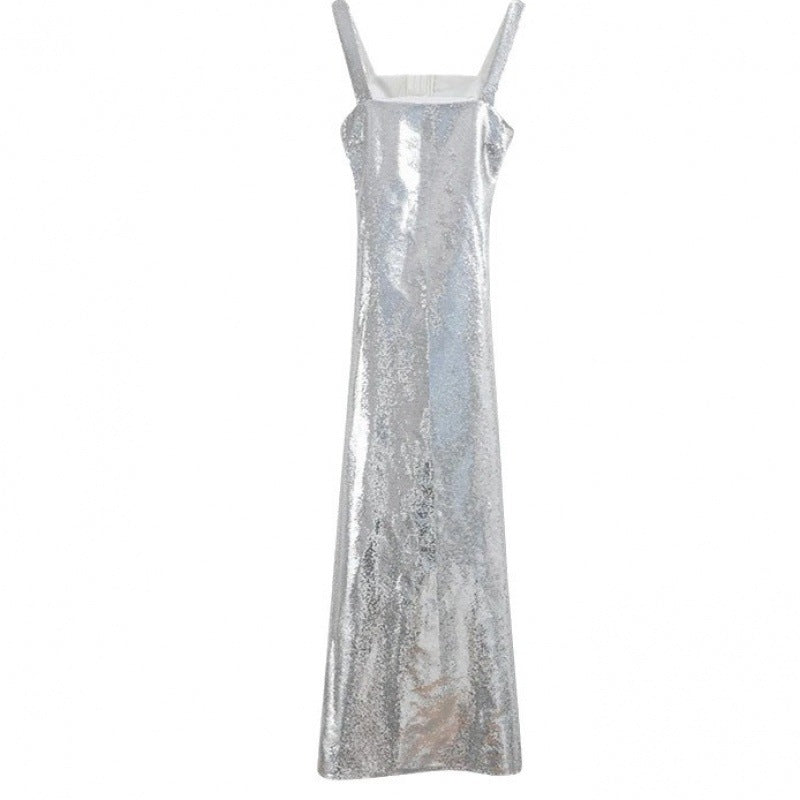Women's Casual Halter Sequined Long Dress Dresses