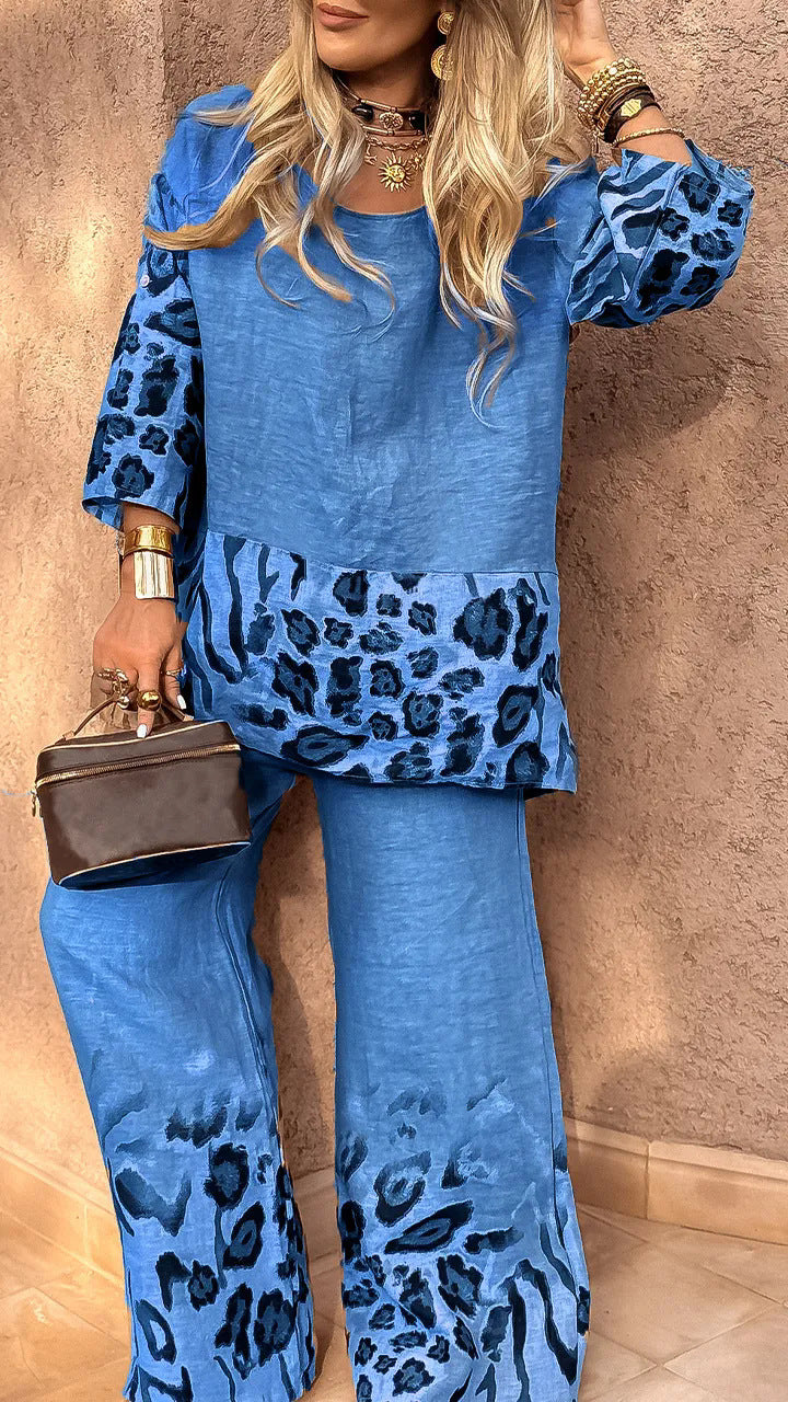 Women's Floral Print Mid-length Sleeves High Waist Suits