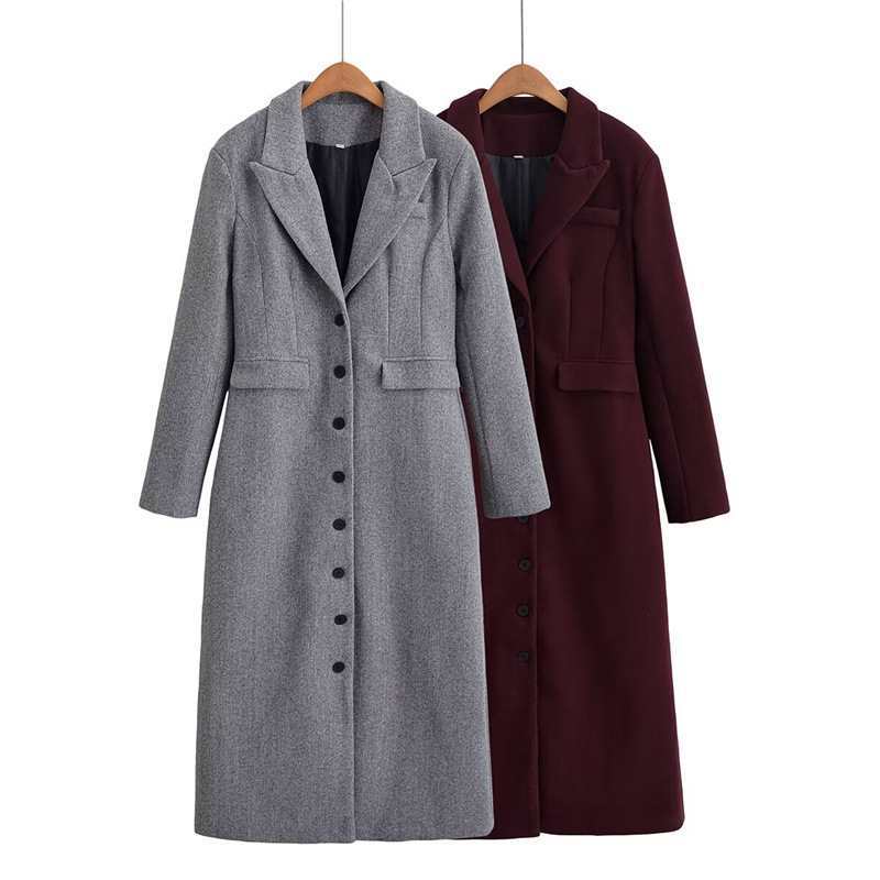 Women's Long Woolen Waist Trimming Casual Elegant Coats