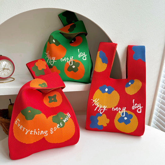 Women's Happy Knitted Fashion Trendy Large Capacity Handbags