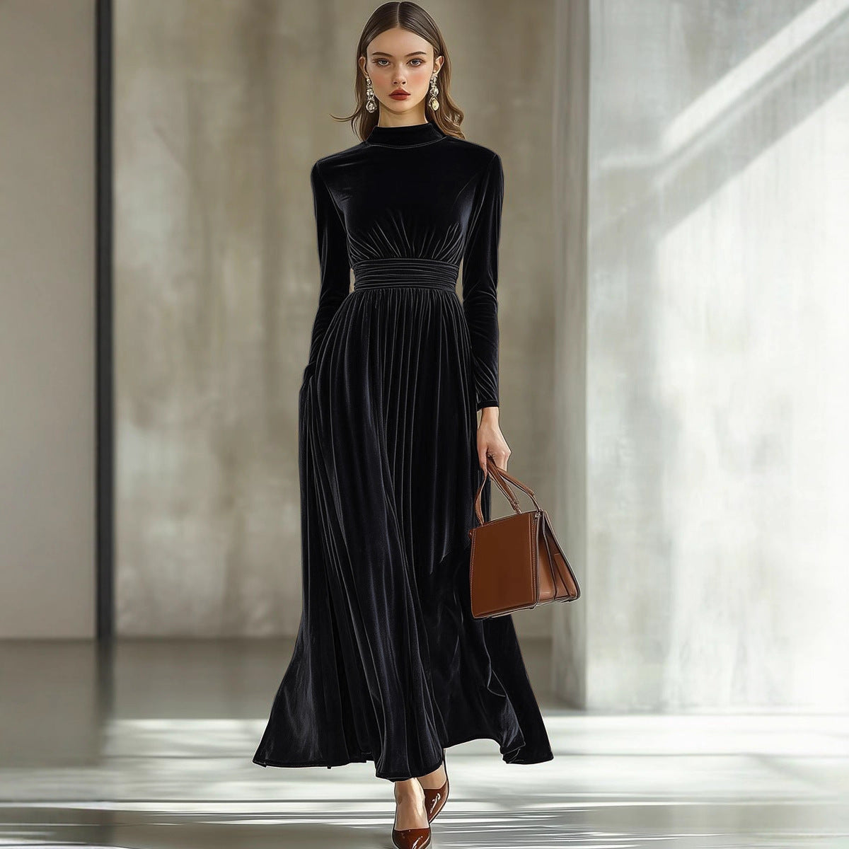 Women's Sleeve Waist Slimming Graceful Expansion Female Excellent Dress
