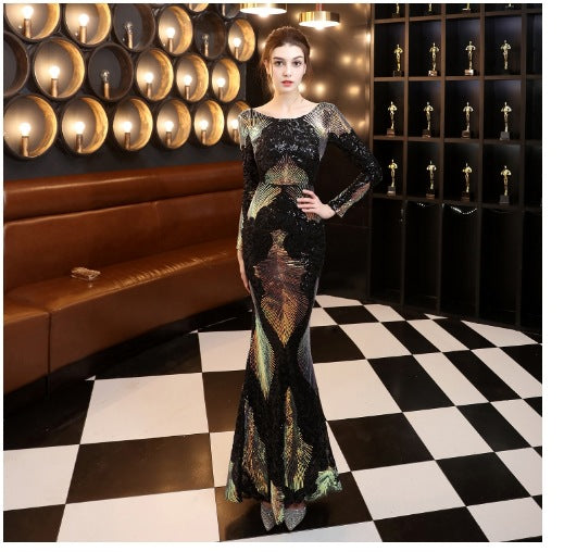Women's Dress Banquet Temperament Fashion Stitching Mop Dresses