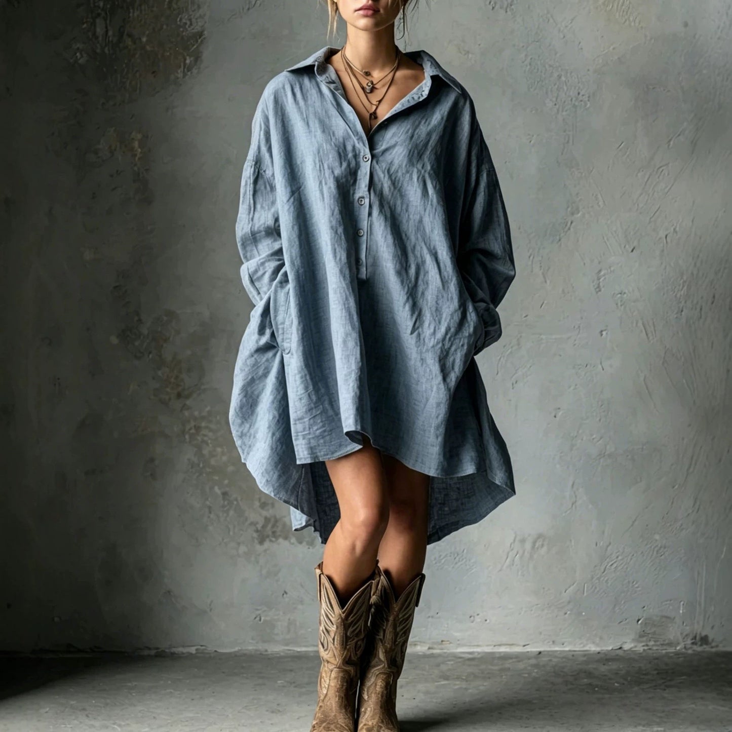 Women's Style Cotton Linen Shirt Summer Loose Casual Island Vacation Commuter Dress
