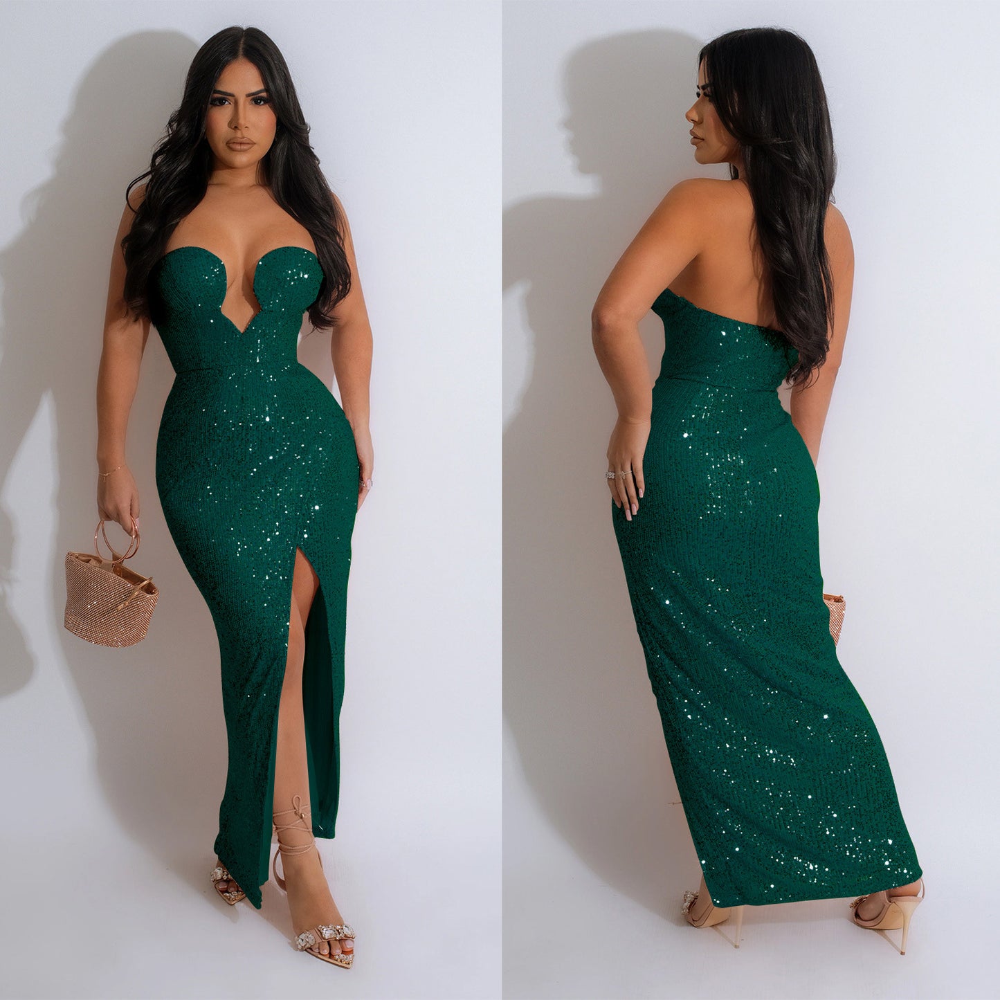Women's Fashion Wear Solid Color Sexy Sequins Dresses
