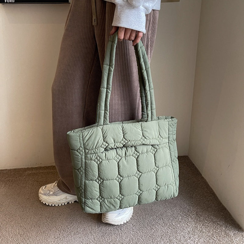 Women's Commuter Down Jacket Portable Cotton Embroidery Tote Bags
