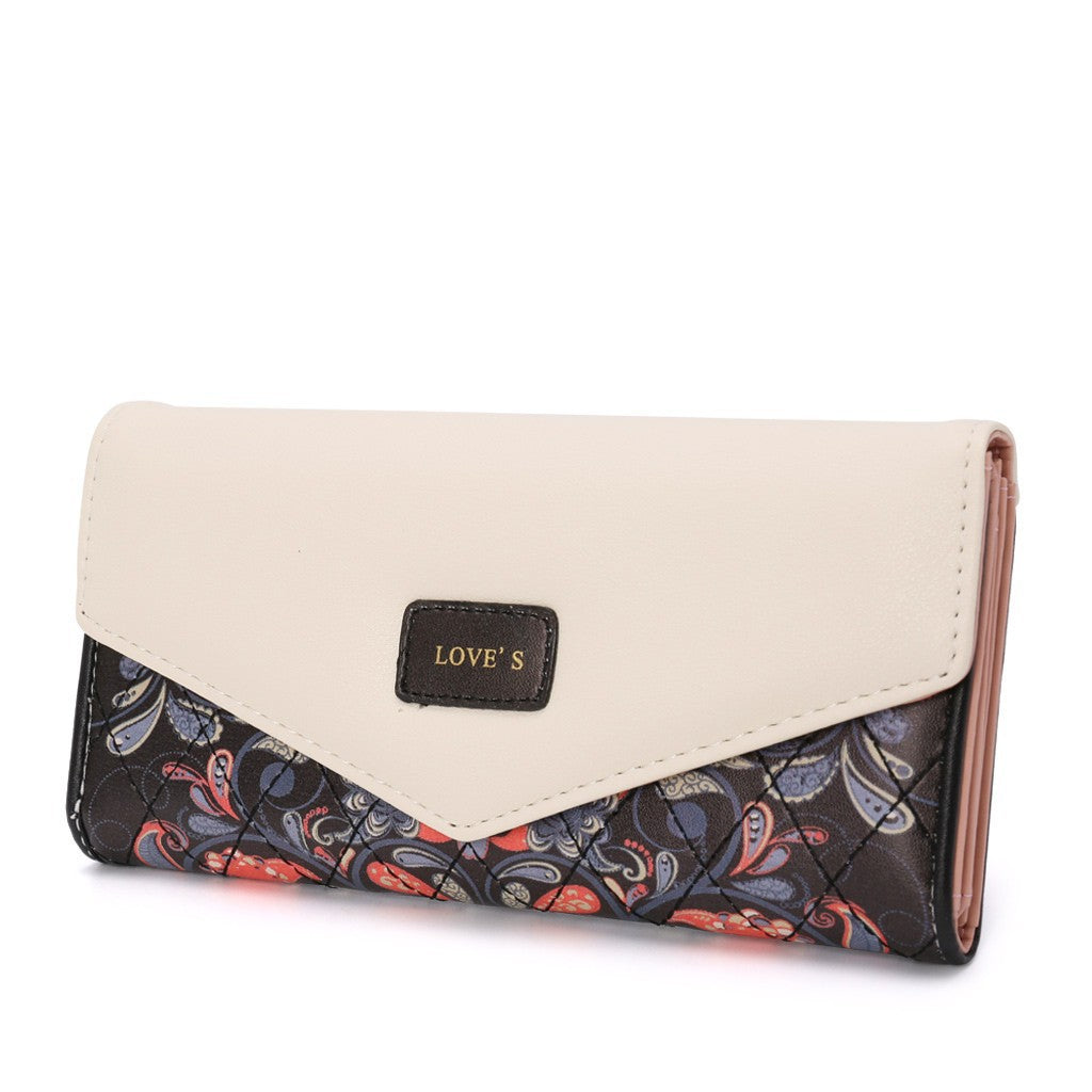Women's Idyllic Floral Rhombus Contrast Color Envelope Coin Purses